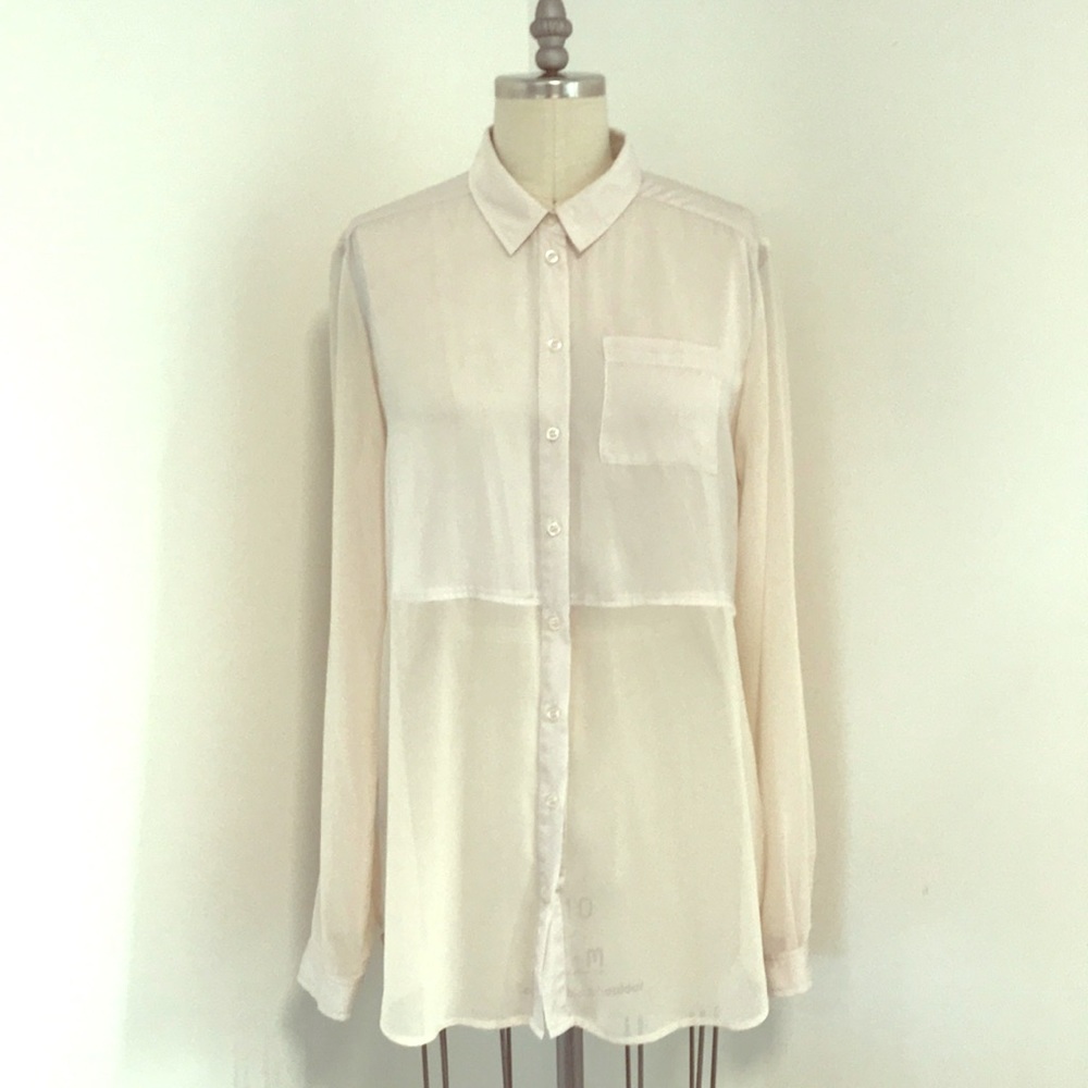 Free People Solid and sheer tunic/ Blouse